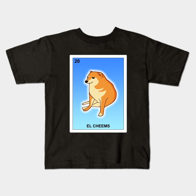 El Cheems Mexican Lottery Dog Funny Shiba Inu Meme Bingo Card Kids T-Shirt by Julio Regis